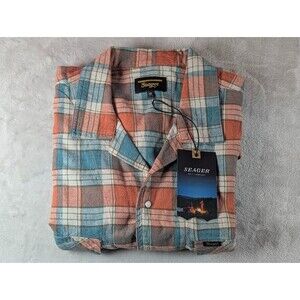 Seager Whippersnapper Pearl Snap Shirt Mens M Plaid Linen Western NWT
